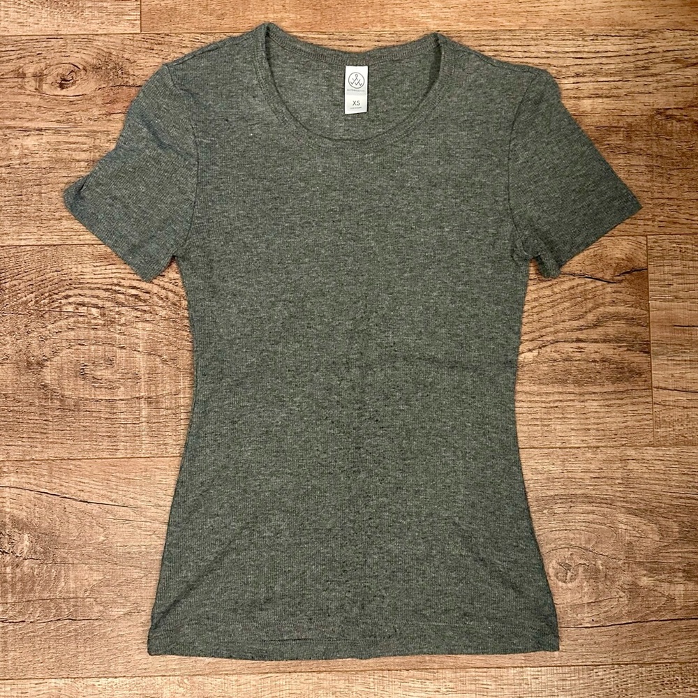 Alternative Apparel Gray Ribbed Crewneck Short Sleeve Top XS